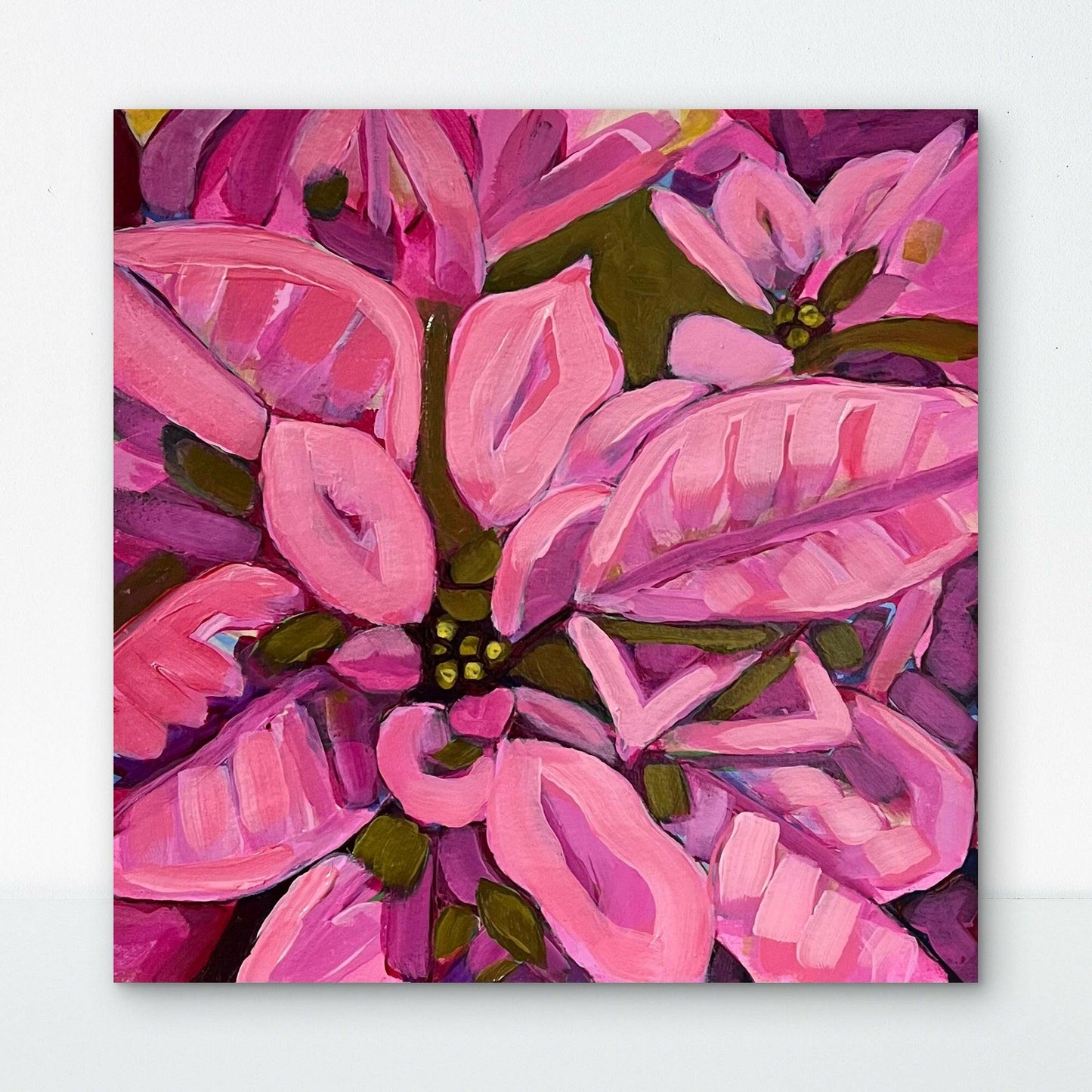 Holiday Bloom – Pink Poinsettia Holiday Painting