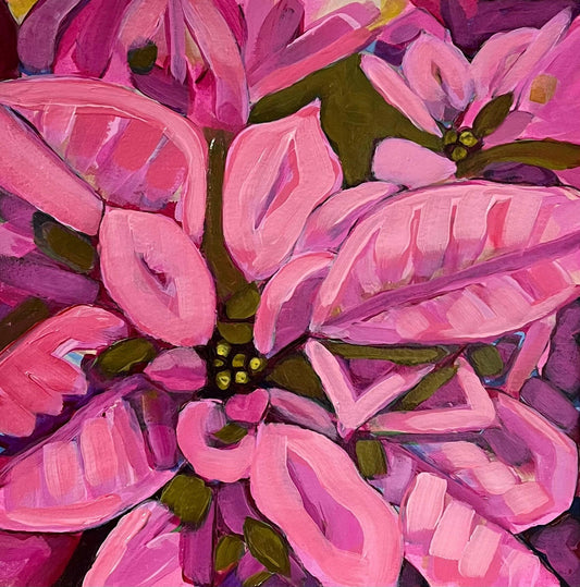 Holiday Bloom – Pink Poinsettia Holiday Painting