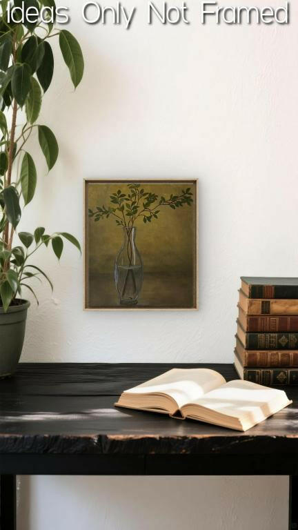 Greenery in glass vase painting 8x10 Wood
