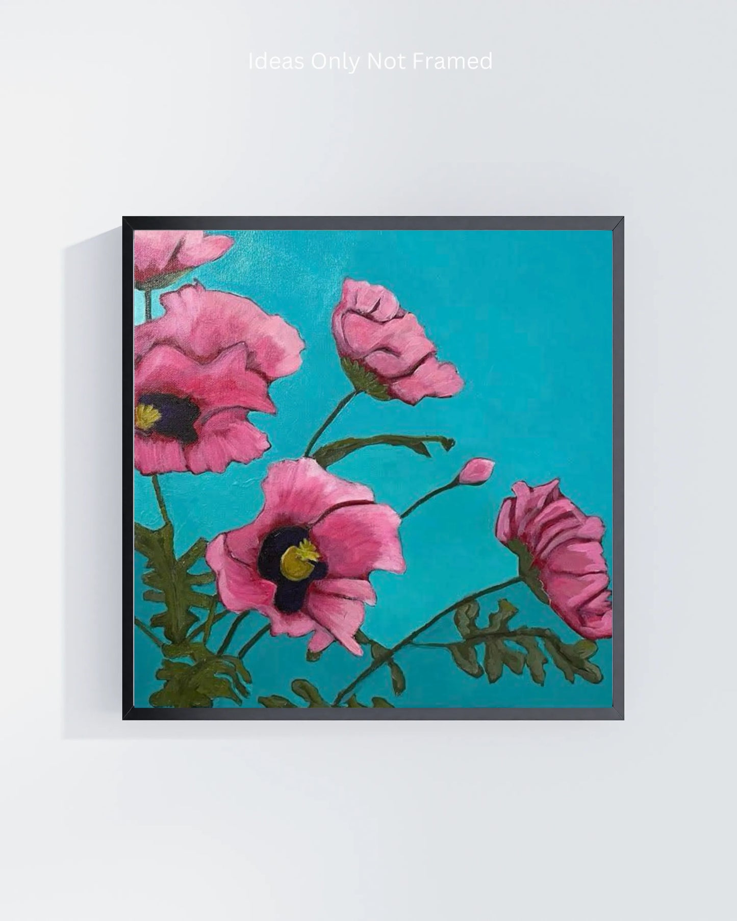 Poppies on blue background art print